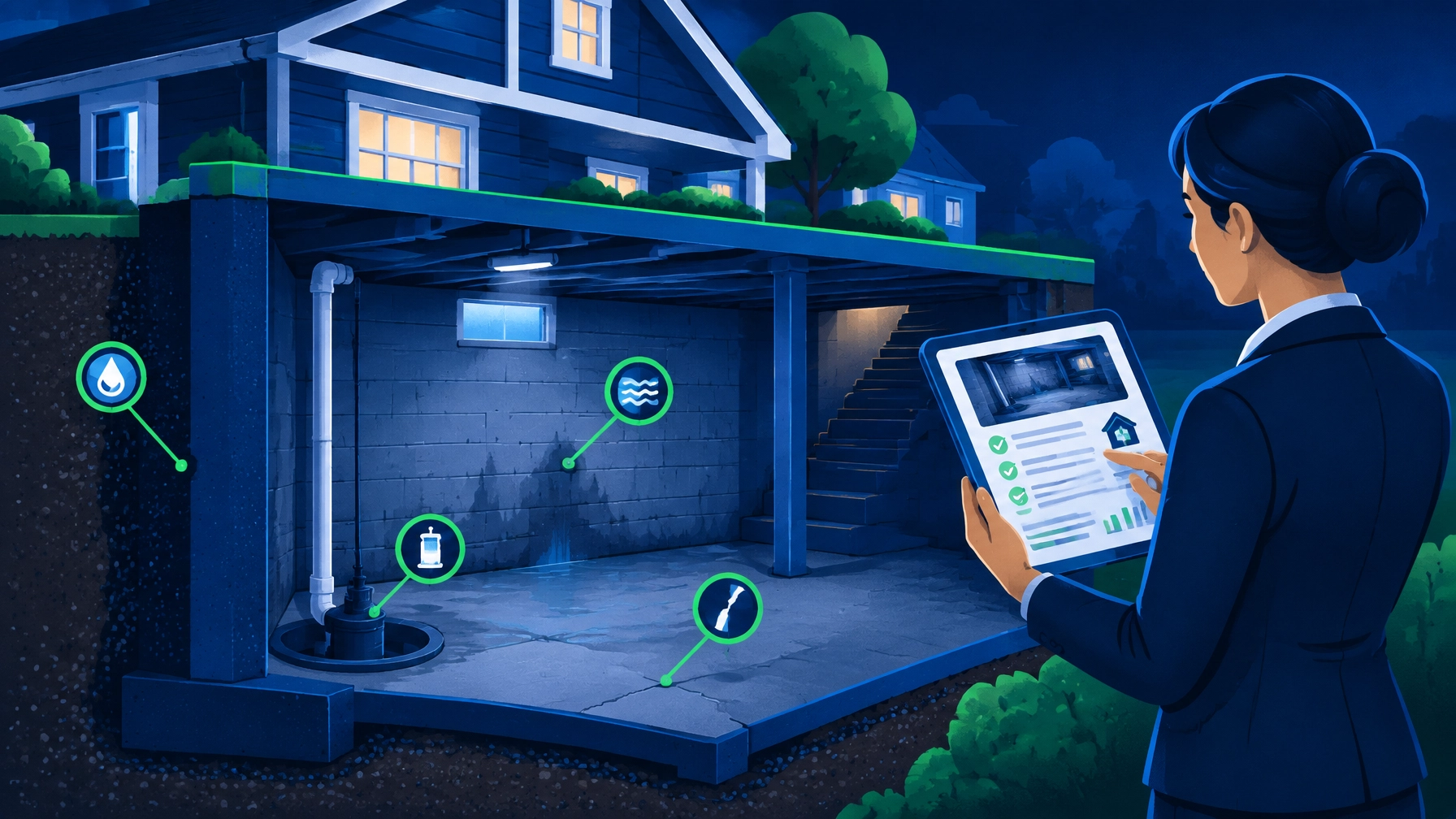 Illinois Basement Inspection Findings: Water Intrusion, Foundation Questions, and Repair Negotiations
